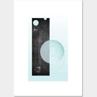 Minimalist Geometric Gray and Teal Art Print Posters and Art